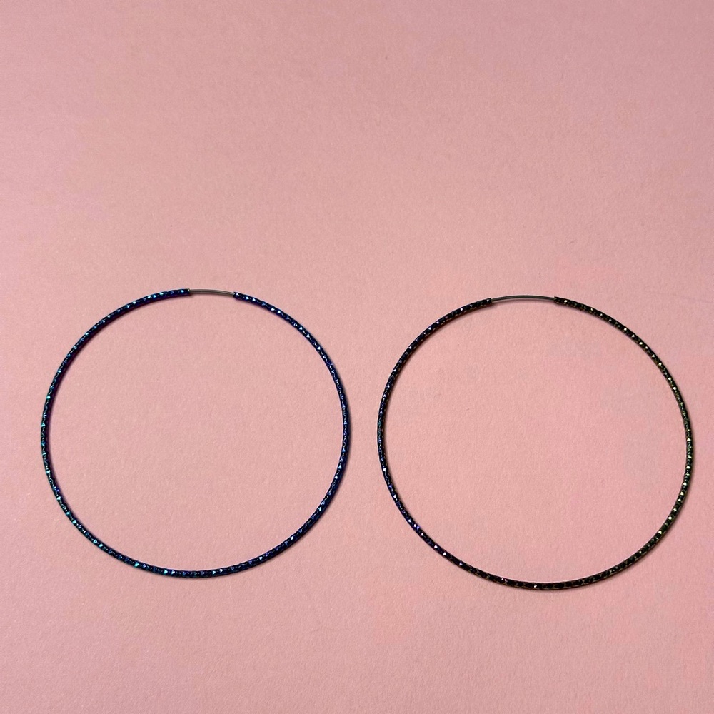 Multi-color iridescent hoop earrings